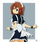  alternate_costume apron blue_eyes brown_hair enmaided hair_ornament kueru_(yuuki_tamerawanai) lyrical_nanoha mahou_shoujo_lyrical_nanoha mahou_shoujo_lyrical_nanoha_a's mahou_shoujo_lyrical_nanoha_strikers maid maid_headdress outstretched_wrists short_hair solo x_hair_ornament yagami_hayate 