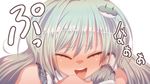  closed_eyes cream_(nipakupa) face frog gasp green_hair hair_ornament kochiya_sanae long_hair open_mouth solo touhou translated 