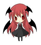  bad_id bad_pixiv_id bat_wings blush chibi demon_girl demon_wings head_wings juliet_sleeves koakuma long_hair long_sleeves low_wings necktie pantyhose puffy_sleeves red_eyes red_hair red_neckwear simple_background smile solo takahashi_kanon touhou vest white_background wings 