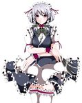  braid izayoi_sakuya kinou_no_shika short_hair silver_hair solo thighhighs touhou twin_braids 