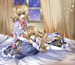  alice_margatroid bad_id bad_pixiv_id bed blonde_hair blue_hair capelet curtains kirisame_marisa lap_pillow long_hair multiple_girls nanase_nao no_hat no_headwear short_hair sitting socks touhou window yellow_eyes 