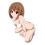  ai_mai!_moe_can_change! arm_support bikini breasts brown_eyes brown_hair butt_crack cleavage eyelashes front-tie_top hayashi_custom kneeling mole myroid side-tie_bikini small_breasts smile solo swimsuit 