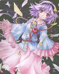  eyeball hairband heart komeiji_satori magic marker_(medium) petticoat purple_hair red_eyes sagami short_hair sleeves_past_wrists smile solo third_eye touhou traditional_media 