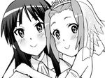  akiyama_mio blush bridal_veil bride dress eunos formal greyscale hairband k-on! long_hair lowres monochrome multiple_girls short_hair suit tainaka_ritsu veil wedding wedding_dress wife_and_wife yuri 