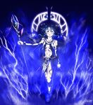  blue blue_background blue_eyes blue_hair lightning magic spoilers staff tattoo tia_(ys) tialuna_(ys) xiacheng_tatsuya ys ys_seven 