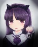  animal_ears bad_id bad_pixiv_id black_hair blush cat_ears dress flower gokou_ruri gothic_lolita hairband highres lolita_fashion long_hair moekyon open_mouth ore_no_imouto_ga_konna_ni_kawaii_wake_ga_nai purple_flower purple_hair purple_rose rose solo 