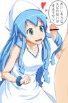  1girl bad_id bad_pixiv_id bar_censor blue_eyes blue_hair bracelet censored drooling hetero ikamusume jewelry long_hair mozumozu open_mouth penis saliva shinryaku!_ikamusume solo_focus tentacle_hair tentacles translated 