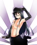  :p akiyama_mio armpits black_hair blue_eyes breasts elbow_gloves gloves hat k-on! kaiga long_hair marilyn_manson microphone naked_suspenders navel parody revealing_clothes small_breasts solo suspenders tongue tongue_out topless 