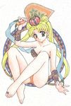  bishoujo_senshi_sailor_moon blonde_hair cuffs detached_sleeves jewelry legs lingerie swimsuit toe_ring toes tsukino_usagi twintails underwear 