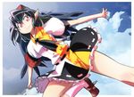  black_hair geta hat looking_at_viewer pointy_ears red_eyes shameimaru_aya shokkin short_hair smile solo tengu-geta tokin_hat touhou wings 