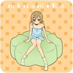  bad_id bad_pixiv_id brown_eyes brown_hair crossdressing hair_ornament hairclip mako-chan_(minami-ke) makoto_(minami-ke) male_focus minami-ke otoko_no_ko rio_(usagiya) rounded_corners short_hair sitting skirt solo strap_slip striped 