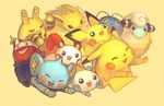  electrode elekid gen_1_pokemon gen_2_pokemon gen_3_pokemon gen_4_pokemon jolteon mareep minun mouse no_humans non-web_source pichu pikachu plusle pokemon pokemon_(creature) sheep shinx simple_background 