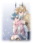  bishoujo_senshi_sailor_moon blush happy kino_makoto mizuno_ami scarf snow swing wink winter yuri 