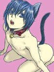  1boy animal_ears bell cat_ears cat_tail catboy collar lowres male male_focus nude qvga simple_background solo tail 