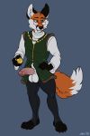  anthro balls canine clothed clothing dbd eyewear fox glasses humanoid_penis male mammal penis simple_background solo standing uncut 