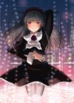  arms_up black_dress black_hair blush book bookshelf dress fuusin gokou_ruri gothic_lolita hairband lolita_fashion long_hair magic_circle mole mole_under_eye ore_no_imouto_ga_konna_ni_kawaii_wake_ga_nai pantyhose red_eyes solo sweat 