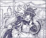  :d alternate_costume animal_ears annoyed blush blush_stickers cat_ears cat_tail enmaided face fang gokou_ruri graphite_(medium) greyscale happy kemonomimi_mode kousaka_kirino maid mole mole_under_eye monochrome multiple_girls open_mouth ore_no_imouto_ga_konna_ni_kawaii_wake_ga_nai sakino_shingetsu sketch smile tail traditional_media 