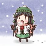  aonagi_ibane chibi hat mittens reiuji_utsuho scarf snow solo touhou winter_clothes |_| 