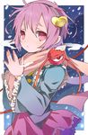  bad_id bad_pixiv_id eyeball hairband kitsuta komeiji_satori pink_eyes pink_hair scarf short_hair snow solo third_eye touhou 