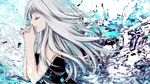  aonoe bad_id bad_pixiv_id closed_eyes hands_clasped long_hair original own_hands_together praying profile silver_hair sleeveless solo white_hair 