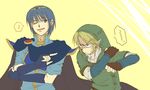  angry bad_id bad_pixiv_id blonde_hair blue_eyes cape earrings fire_emblem fire_emblem:_monshou_no_nazo gloves hat jewelry link male_focus marth multiple_boys one_eye_closed pointy_ears saiba_(henrietta) smile super_smash_bros. the_legend_of_zelda the_legend_of_zelda:_twilight_princess tiara 