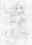  blush breasts cleavage demon_girl horns monochrome panty_&amp;_stocking_with_garterbelt scanty scanty_(psg) sketch tail 