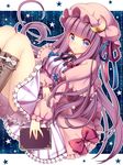  bad_id bad_pixiv_id bangs blunt_bangs book boots breasts capelet crescent cross-laced_footwear hat highres knee_boots lace-up_boots long_hair masaru.jp medium_breasts patchouli_knowledge purple_eyes purple_hair solo star touhou 