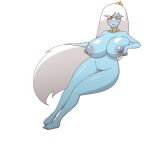  1girl adventure_time blue_skin breasts huge_breasts ice_queen mike_inel nude pussy tiara white_hair 