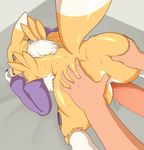  ass ass_grab blush censored digimon fingering from_behind furry highres insemination interspecies monster nude penis renamon sex sindoll sweat tail vaginal 