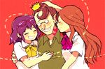  bad_id bad_pixiv_id blue_hair blush brown_hair crown glasses gojou_masaru grin inazuma_eleven inazuma_eleven_(series) long_hair multiple_girls otonashi_haruna raimon_natsumi smile sunplus 