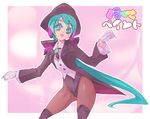  g.haruka gloves green_hair hat hatsune_miku leotard long_hair magician magician_(module) miracle_paint_(vocaloid) pantyhose ponytail project_diva project_diva_(series) solo tailcoat thighhighs top_hat vocaloid 