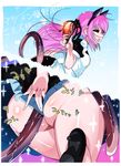  animal_ears apron ass butt_plug candle hatopyon maid panties pink_hair sherlock_shellingford shorts solo tail tantei_opera_milky_holmes underwear upshorts 