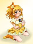  cure_pine fresh_precure! fresh_pretty_cure! hair_ornament heart highres magical_girl precure pretty_cure sitting yamabuki_inori 