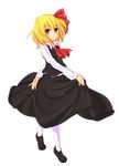  absurdres blonde_hair full_body hair_ribbon highres pantyhose red_eyes ribbon rumia short_hair solo tec touhou transparent_background white_legwear 