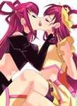  2girls cure_dream dark_dream eye_shadow eyes_closed french_kiss kiss kissing lipstick long_hair nail_polish photoshop piercing pink_hair pretty_cure tears tongue tongue_kiss yes!_pretty_cure_5 yumehara_nozomi yuri 