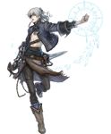  :o abs androgynous armor bangs beads belt belt_buckle belt_pouch blue_eyes boots braid buckle chest clenched_hand eyepatch fighting_stance fujisaka_kimihiko full_body fur_trim gauntlets hair_between_eyes hair_ornament half_updo ice jewelry leg_lift long_hair looking_at_viewer male_focus midriff navel necklace official_art open_clothes open_mouth open_shirt outstretched_arm pants pendant ponytail pose pouch shirt side_braid silver_hair sleeves_folded_up solo standing standing_on_one_leg steampunk strap sword the_last_story transparent_background turtleneck weapon wide_sleeves yuris_(the_last_story) 