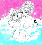  2girls animal_ears barefoot bath bathing bathtub blonde_hair blush breasts bubble bubble_bath bunny_ears bunny_tail carrot_(one_piece) dated eyes_closed foam footjob full_body head_rest long_hair looking_at_another moaning multiple_girls nami_(one_piece) navel nipples nude one_piece open_mouth orange_eyes orange_hair partially_submerged pussy_juice short_hair sitting smile tail tongue tongue_out water watermark web_address 