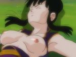  areolae armpits black_hair breasts breasts_outside cap chi-chi_(dragon_ball) chichi chinese_clothes dragon_ball dragonball_z earrings eyes_closed female grass hime_cut jewelry lying milf nature nipples no_bra outdoors photoshop plant screencap shadow solo 