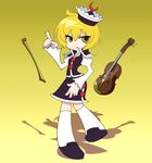  blonde_hair bow_(instrument) harusame_(unmei_no_ikasumi) hat instrument lunasa_prismriver panty_&amp;_stocking_with_garterbelt parody solo style_parody touhou violin yellow_eyes 