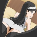  ass black_hair goriate hairband kumashiro_maya looking_back scowl seikimatsu_occult_gakuin solo thighhighs zettai_ryouiki 