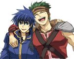  artist_request blue_eyes blue_hair boyd_(fire_emblem) fire_emblem fire_emblem:_souen_no_kiseki green_hair headband ike male_focus multiple_boys smile 