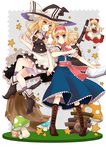  alice_margatroid bad_id bad_pixiv_id blonde_hair bloomers blue_eyes book boots bow braid broom cross-laced_footwear crossed_legs doll doll_joints green_eyes grin hair_bow hairband hat high_heels hourai_doll izumi_minami kirisame_marisa knee_boots lace-up_boots looking_at_viewer multiple_girls mushroom pointing shoes short_hair single_braid sitting smile star touhou underwear witch_hat yellow_eyes 
