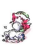  anger_vein angry animal_ears bad_id bad_pixiv_id biting blush_stickers chibi dog_ears dog_tail drooling fangs hat hong_meiling izayoi_sakuya kemonomimi_mode multiple_girls tail tail_biting tima touhou 