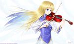  blonde_hair blue_eyes highres instrument kiyokazu long_hair signature solo violin 