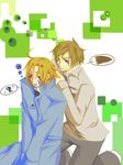  blonde_hair brown_hair couch henry_townshend jacket male_focus md5_mismatch multiple_boys semiame shirt silent_hill_4 walter_sullivan white_shirt yaoi 