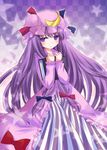  book hat long_hair ogakuru patchouli_knowledge purple_eyes purple_hair ribbon solo touhou 