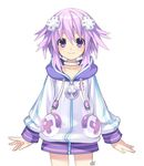  1girl choker choujigen_game_neptune compile_heart female girl gust hair_ornament idea_factory jacket neptune neptune_(choujigen_game_neptune) neptune_(series) nippon_ichi no_pants official_art pink_hair purple_eyes purple_hair purple_heart sega short_hair solo super_dimension_game_neptune zipper 