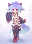  armor blue_hair highres horns mecha_musume original red_eyes revealing_clothes sankuma solo tail 