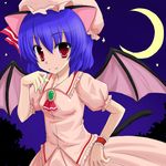  animal_ears cat_ears crescent hat kazami_ruku kemonomimi_mode red_eyes remilia_scarlet solo touhou wings 