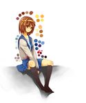  bad_id bad_pixiv_id brown_eyes brown_hair hairband highres kita_high_school_uniform kneehighs school_uniform serafuku short_hair socks solo suzumiya_haruhi suzumiya_haruhi_no_yuuutsu tsuburaya_35 